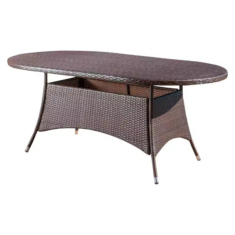 Corsica Oval Wicker Dining Table: Weather-Resistant Iron Frame, Seats 6 - Christopher Knight Home