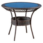 Figi 34" Round Wicker and Glass Table: Sturdy All-Weather, Storage Basket, Patio Dining - Christopher Knight Home