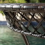 Tavolo rotondo Figi 34" in vimini e vetro: Robusto, resistente alle intemperie, cestino portaoggetti, per cene in patio - Christopher Knight Home