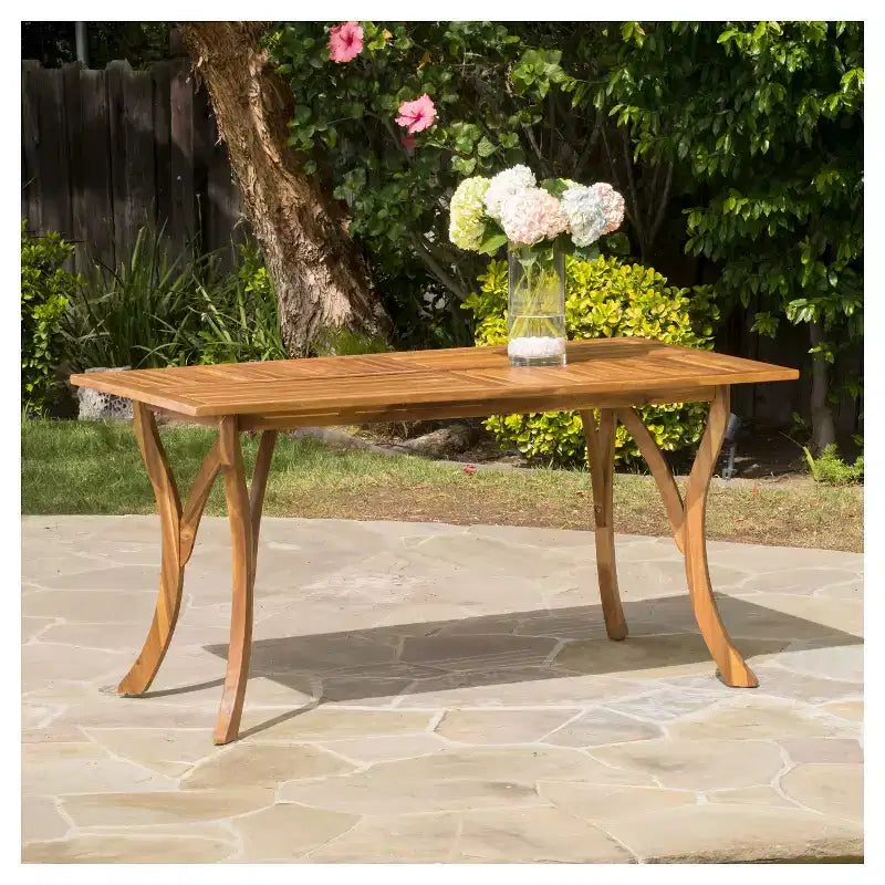 Tavolo da pranzo rettangolare Hermosa in legno di acacia - Finitura teak - Christopher Knight Home: Tavolo da esterno resistente alle intemperie
