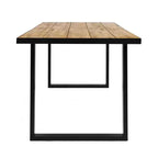 Tavolo da pranzo rettangolare Kyston in acacia e ferro - Nero/Teak - Christopher Knight Home: Resistente alle intemperie, 6 posti a sedere