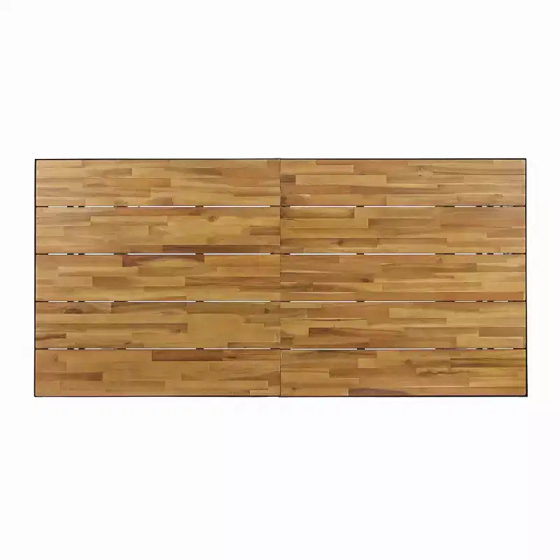 Tavolo da pranzo rettangolare Kyston in acacia e ferro - Nero/Teak - Christopher Knight Home: Resistente alle intemperie, 6 posti a sedere
