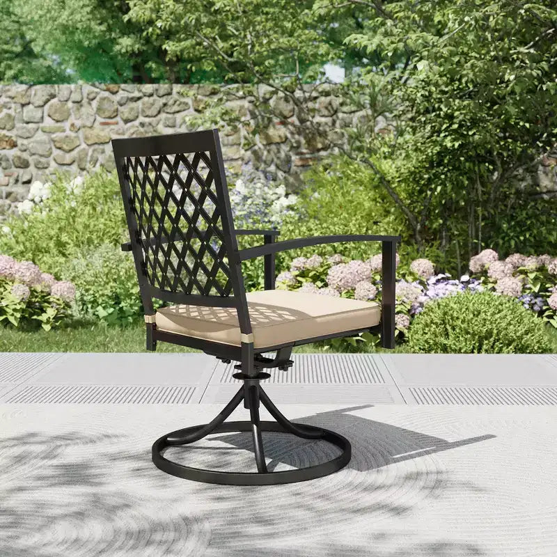 Set da pranzo da patio in metallo da 7 pezzi con tavolo rettangolare e 6 sedie girevoli - Captiva Designs