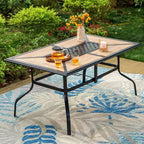 Set da pranzo da esterni in metallo da 7 pezzi con tavolo rettangolare in metallo 152x94 cm e sedie imbottite girevoli - Captiva Designs