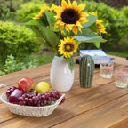 Set da pranzo da 6 pezzi per patio: tavolo in legno di acacia, panca, 4 poltrone in rattan - Captiva Designs