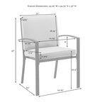 Set da pranzo da esterno Kaplan 5 pezzi con sedie a braccioli Nebbia/Bronzo anticato - Crosley: telaio in acciaio, resistente ai raggi UV, 4 posti
