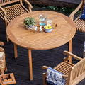Sonoma Lane Channing Teak Round Outdoor Dining Table Light Brown – Weather-Resistant, 2. Umbrella Hole