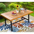 Set da pranzo da 6 pezzi per patio con tavolo e panca in acacia e 4 sedie in rattan PE - Captiva Designs