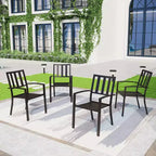 Tavolo Rettangolare da Esterno 7 Pezzi e 6 Sedie con Design a Strisce - Nero - Captiva Designs: Set da Pranzo per Patio, Resistente alle Intemperie