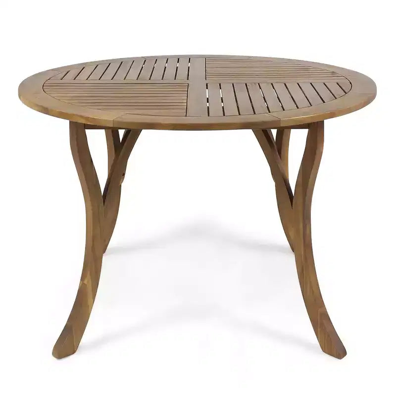 Hermosa 47" Round Acacia Wood Dining Table - Teak - Christopher Knight Home: Water-Resistant, Seats 6