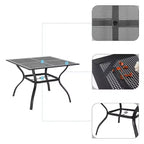 Tavolo da pranzo quadrato da 37"x37" - Nero - Captiva Designs: Acciaio resistente alle intemperie, 4 posti, Mobili da esterno
