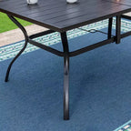 Tavolo Rettangolare da Esterno 7 Pezzi e 6 Sedie con Design a Griglia - Nero - Captiva Designs: Struttura in Ferro, Resistente ai Raggi UV