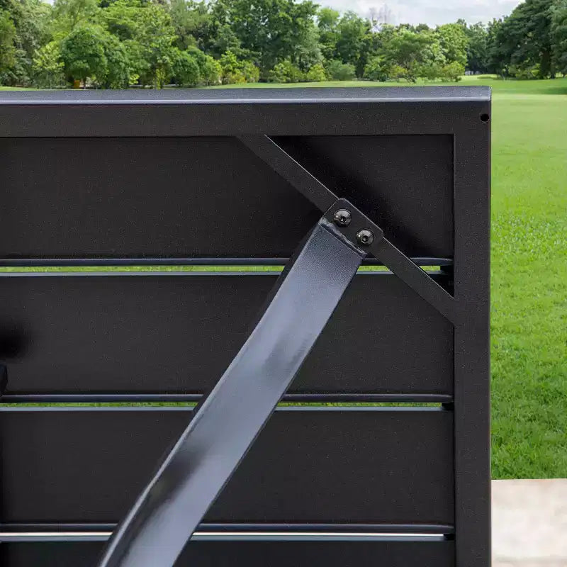 Tavolo Rettangolare da Esterno 7 Pezzi e 6 Sedie con Design a Griglia - Nero - Captiva Designs: Struttura in Ferro, Resistente ai Raggi UV