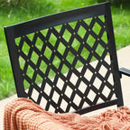 Tavolo Rettangolare da Esterno 7 Pezzi e 6 Sedie con Design a Griglia - Nero - Captiva Designs: Struttura in Ferro, Resistente ai Raggi UV
