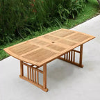 Sonoma Lane Rectangular Amherst Teak Extendable Outdoor Dining Table – Weather-Resistant, 2. Umbrella Hole, Seats 6