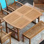 Tavolo da pranzo rettangolare allungabile Sonoma Lane Amherst Teak da esterni – Resistente alle intemperie, foro per ombrellone, 6 posti a sedere
