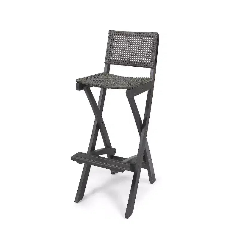 Set da bar rettangolare a 3 pezzi in legno e vimini Polaris da 45" grigio scuro - Christopher Knight Home: Struttura in acacia, resistente alle intemperie