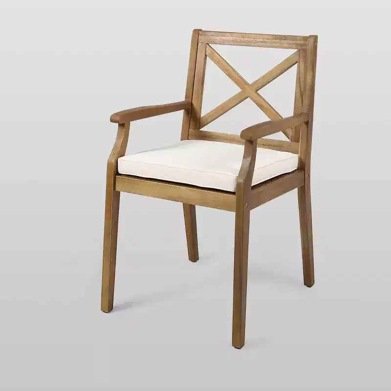 Set da pranzo da esterno Pines 5 pezzi in legno di acacia - Teak/Crema - Christopher Knight Home, resistente alle intemperie: Set di mobili da patio per 4 persone