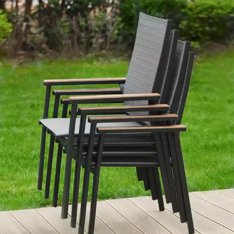 Set da pranzo da 5 pezzi per patio con tavolo quadrato in rete e sedie a fionda con telaio in alluminio - Captiva Designs: Set di mobili da esterno