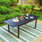 Set da pranzo da patio 9 pezzi con tavolo in acciaio allungabile e sedie a bracciolo girevoli a 360° - Captiva Designs: Set di mobili da esterno