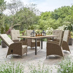 Greemotion 61,4"-93,9" Mackay Teak e Metallo Tavolo da Pranzo Rettangolare da Esterno con Prolunga a Farfalla Autoconservante: 8 Posti a Sedere