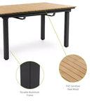Greemotion 61,4"-93,9" Mackay Teak e Metallo Tavolo da Pranzo Rettangolare da Esterno con Prolunga a Farfalla Autoconservante: 8 Posti a Sedere