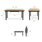 Greemotion 61,4"-93,9" Mackay Teak e Metallo Tavolo da Pranzo Rettangolare da Esterno con Prolunga a Farfalla Autoconservante: 8 Posti a Sedere