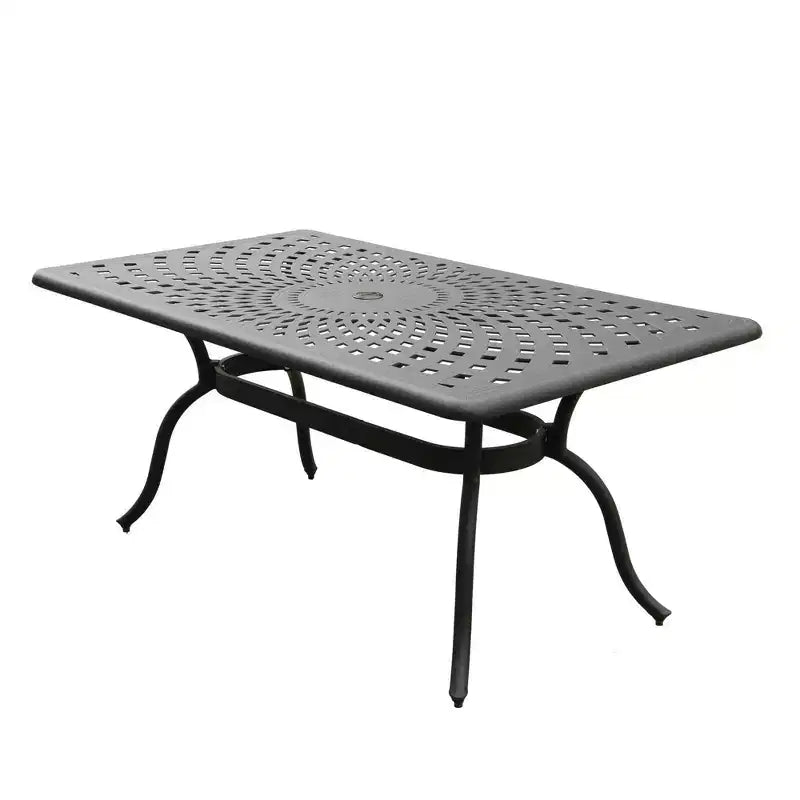 67" Modern Mesh Aluminum Rectangle Patio Dining Table - Black - Oakland Living