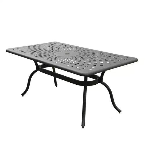 67" Modern Mesh Aluminum Rectangle Patio Dining Table - Black - Oakland Living