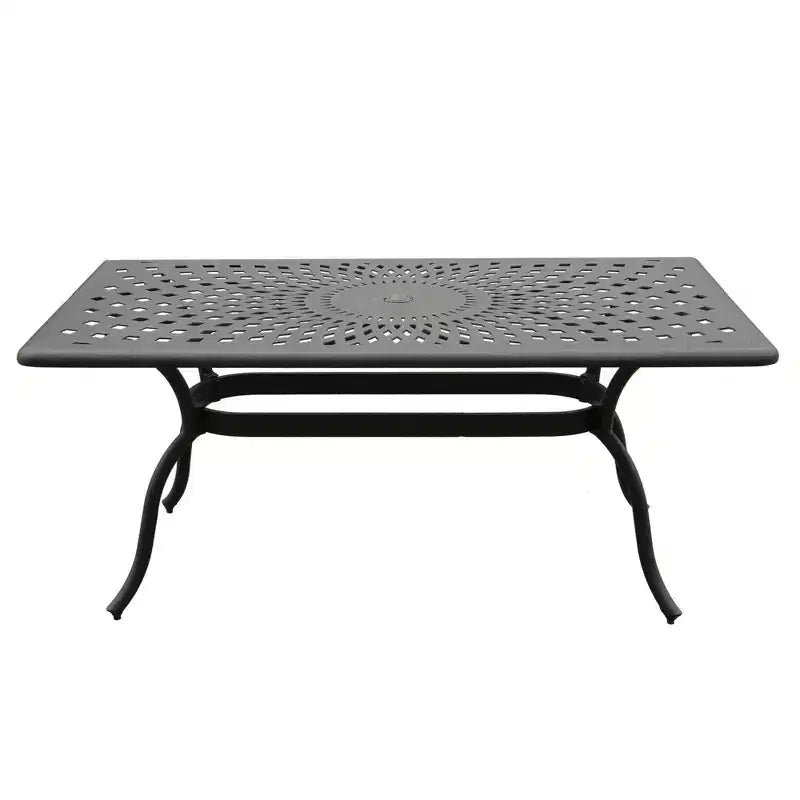 Tavolo da pranzo da esterno rettangolare moderno in alluminio a rete da 67" - Nero - Oakland Living