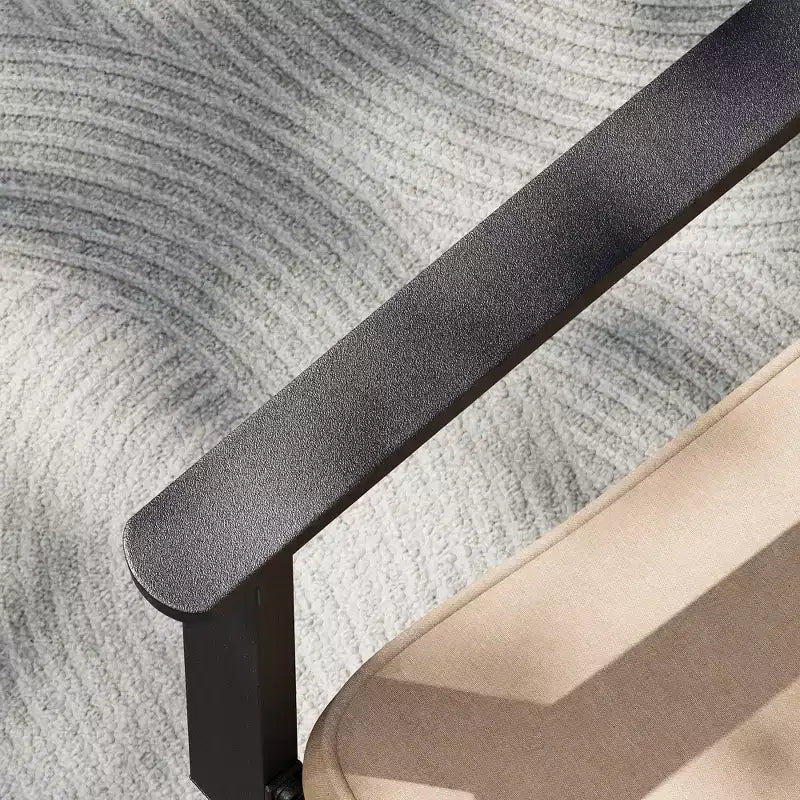 Set da pranzo da esterno 7 pz con tavolo rettangolare con foro per ombrellone da 4 cm e sedie a bracciolo girevoli imbottite - Captiva Design