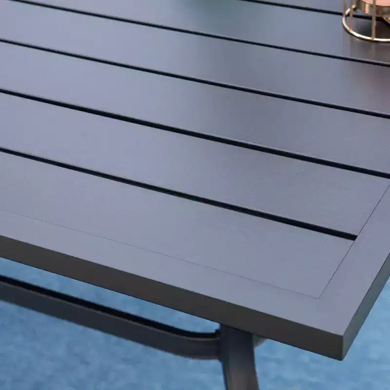 Set da pranzo da esterni 7 pezzi con sedie regolabili in 7 posizioni e tavolo con struttura in metallo e foro per ombrellone - Captiva Designs