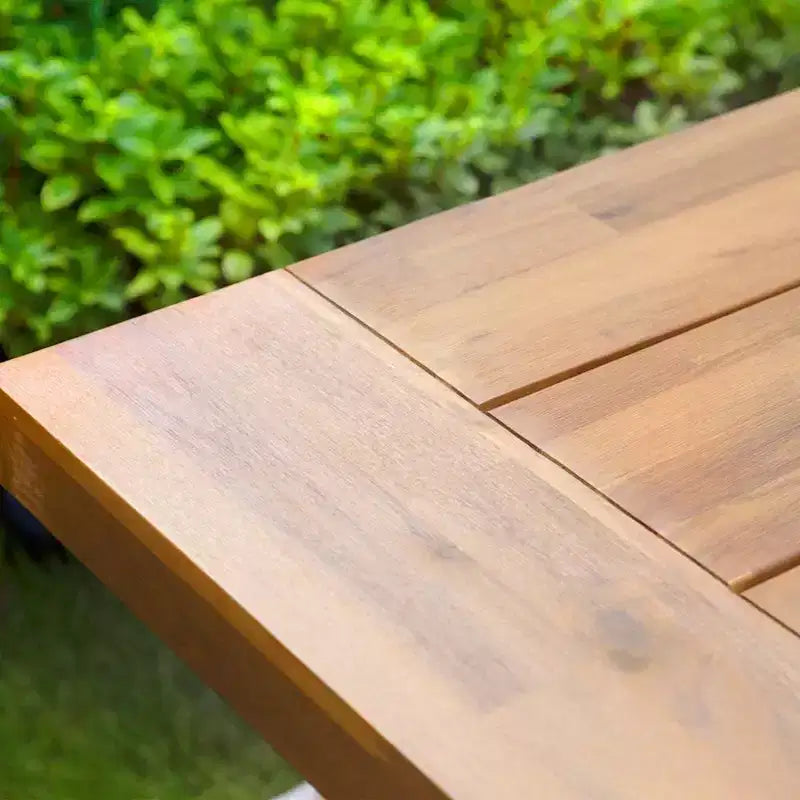 Tavolo da Pranzo Rettangolare da Esterno in Legno di Acacia con Struttura in Acciaio - Captiva Designs: Resistente alle Intemperie, Posti a Sedere per 6 Persone