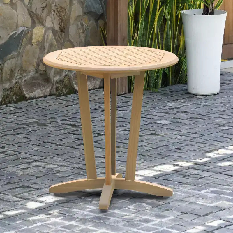 Tavolo da pranzo da esterno rotondo Amazonia in eucalipto Sumba in legno naturale: 73,66 cm di altezza