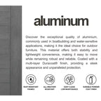 Set da pranzo rettangolare allungabile da patio Amazonia Lapa 7 pezzi in alluminio e legno con finitura in teak 100% nero