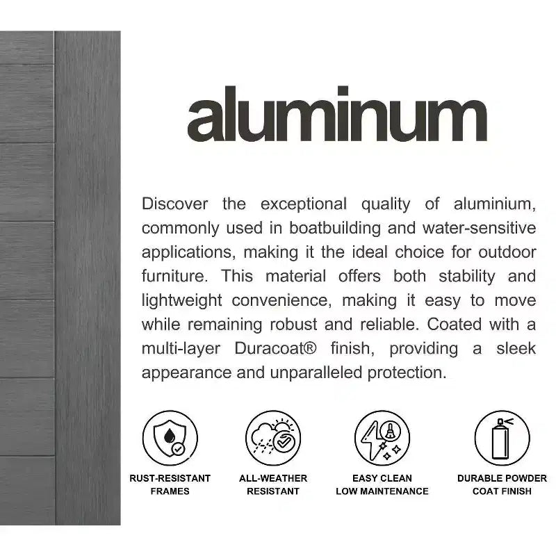 Set da pranzo rettangolare allungabile da patio Amazonia Lapa 7 pezzi in alluminio e legno con finitura in teak 100% nero