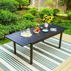 Set da patio da 7 pezzi con tavolo allungabile e sedie impilabili in alluminio leggero - Captiva Designs: Set di mobili da esterno per 6 persone