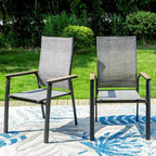 Set da patio da 7 pezzi con tavolo allungabile e sedie impilabili in alluminio leggero - Captiva Designs: Set di mobili da esterno per 6 persone