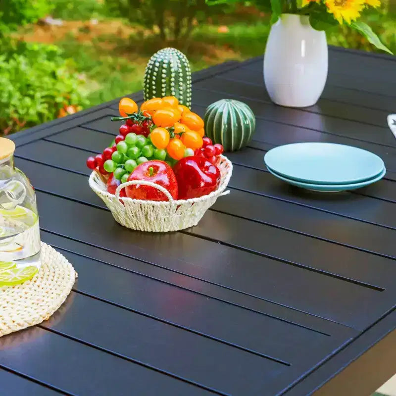 Tavolo da Pranzo Estensibile Rettangolare da Esterno in Acciaio - Captiva Designs: Telaio Antiruggine, Posti a Sedere 6-8, Allunga Autoportante