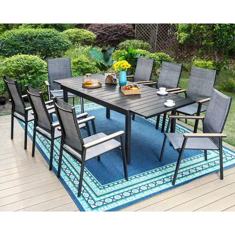 Tavolo da Pranzo Estensibile Rettangolare da Esterno in Acciaio - Captiva Designs: Telaio Antiruggine, Posti a Sedere 6-8, Allunga Autoportante