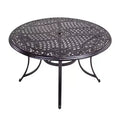 48" Round Aluminum Patio Dining Table, Umbrella Hole, Rust-Resistant, All-Weather Design - Black - WELLFOR: Cast Aluminum, Non-Extension