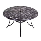 48" Round Aluminum Patio Dining Table, Umbrella Hole, Rust-Resistant, All-Weather Design - Black - WELLFOR: Cast Aluminum, Non-Extension