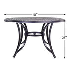 Tavolo rotondo da pranzo per patio da 48 pollici in alluminio, foro per ombrellone, resistente alla ruggine, design per tutte le stagioni - Nero - WELLFOR: alluminio pressofuso, non allungabile