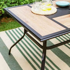 Set da pranzo da esterno 7 pezzi: struttura in acciaio resistente alle intemperie e legno effetto legno - Captiva Designs