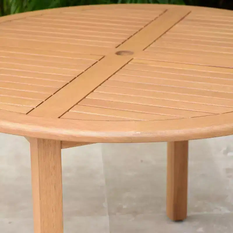 Set da pranzo da esterno rotondo da 5 pezzi Amazonia Beijo, beige