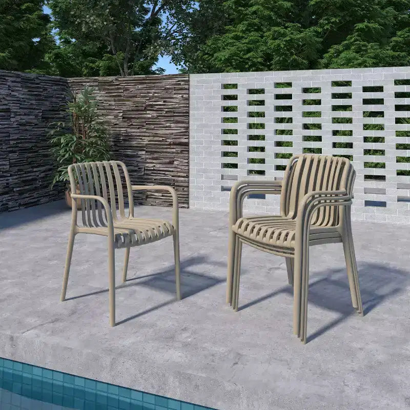 Set da pranzo da esterno rotondo da 5 pezzi Amazonia Beijo, beige