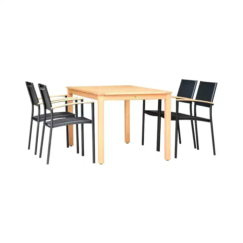 Amazonia 5pc Eucalyptus Rectangular Minerva Outdoor Patio Dining Set Black