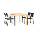 Amazonia 5pc Eucalyptus Rectangular Minerva Outdoor Patio Dining Set Black