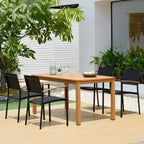 Amazonia 5pz Eucalipto Rettangolare Minerva Set da Pranzo da Esterno Nero