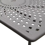 Set da pranzo per esterni da 7 pezzi con tavolo rettangolare in alluminio a rete ornata moderno da 67" e sedie a scacchiera - Nero - Oakland Living